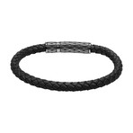 Black Leather Bracelet (7.5"L)