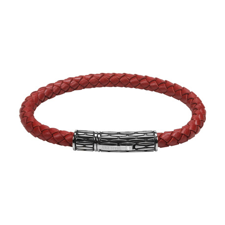 Red Leather Bracelet (7.5"L)