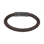 Brown Leather Bracelet + Steel Clasp (8"L)