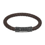 Brown Leather Bracelet + Steel Clasp (8"L)