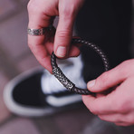 Brown Leather Bracelet + Steel Clasp (8"L)