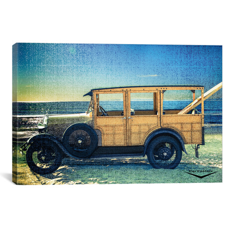 Surfin At Del Mar Beach Boys Ford Model A Woodie Wagon (18"W x 26"H x 0.75"D)