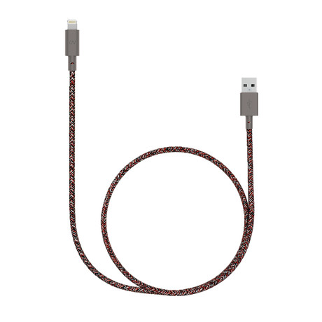 Marbled Woven Braided Lighting Cable // 3ft (Black + Grey)