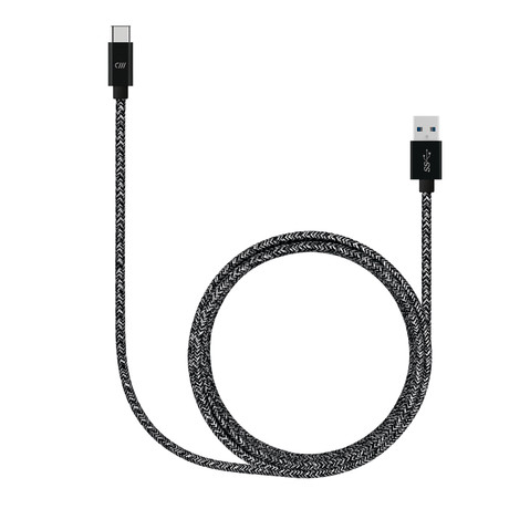 Marbled Woven Type C Cable // 6ft (Black + Grey)