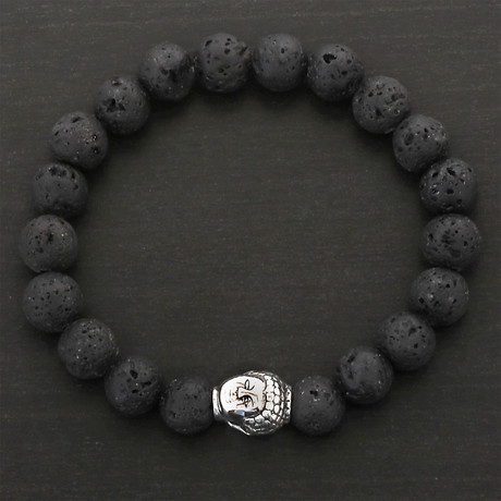 Polished Buddha Black Lava Stone Bracelet