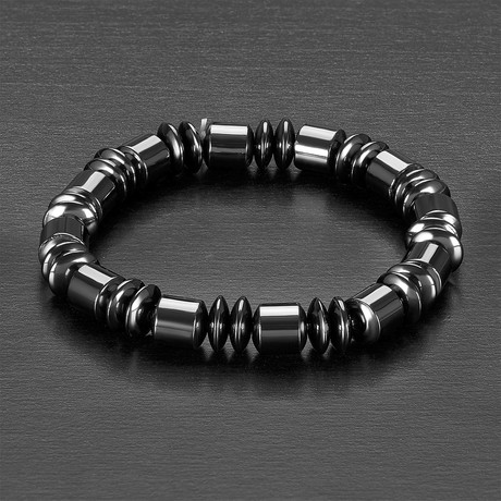 Magnetic Hematite Beaded Stretch Bracelet // Gray