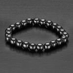 Round Magnetic Hematite Beaded Bracelet // Gray