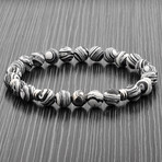Zebra Print Natural Stone Bracelet // Black + White + Silver