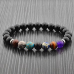 Onyx + Polished Bead Stretch Bracelet // Multicolor