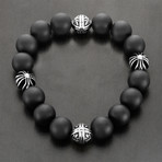 Matte Onyx Beaded Bracelet // Black + Silver