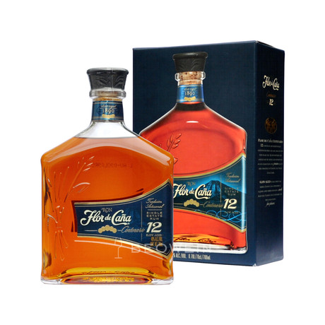 Flor de Cana 12 Year Old Rum 750ml + Riedel Vinum Series Snifter (2 Cognac glasses)