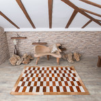 Leather Turuncu Rug // Chess