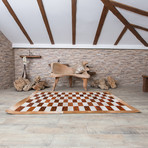 Leather Turuncu Rug // Chess