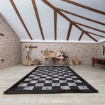 Leather Kahve Rug // Chess