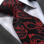 European Exclusive Silk Tie + Gift Box // Black with Red Paisley