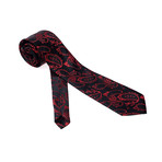 European Exclusive Silk Tie + Gift Box // Black with Red Paisley