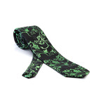 European Exclusive Silk Tie + Gift Box // Green + Black Floral