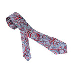 European Exclusive Silk Tie + Gift Box // Red + White Paisley