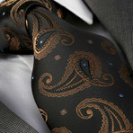 Camerarius Silk Tie // Black + Gold Paisley