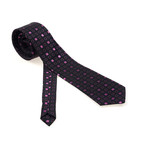 European Exclusive Silk Tie + Gift Box // Black with Pink Squares