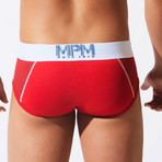 Modal Mesh Contrast Brief // Red (XL)