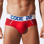 Modal Mesh Contrast Brief // Red (XL)