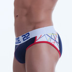 Abstract Striped Brief // Navy (S)