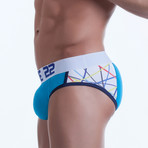 Abstract Striped Brief // Turquoise (S)