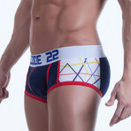 Abstract Striped Boxer // Navy (S)