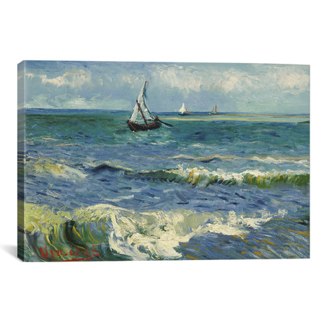 Seascape Near Les Saintes Maries de la Mer // Vincent van Gogh // 1888 // Framed (18"W x 26"H x 0.75"D)