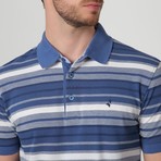 Button-Up Striped Polo // White + Blue (S)