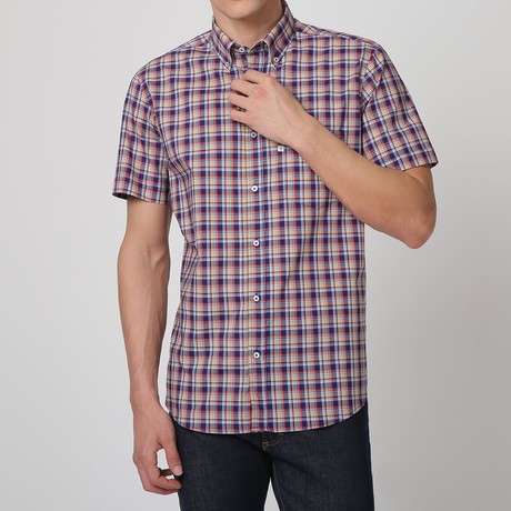 Popelin-Checkered Shirt // Red + Blue (S)