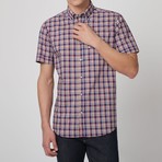 Popelin-Checkered Shirt // Red + Blue (XL)