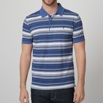 Button-Up Striped Polo // White + Blue (S)