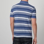 Button-Up Striped Polo // White + Blue (S)