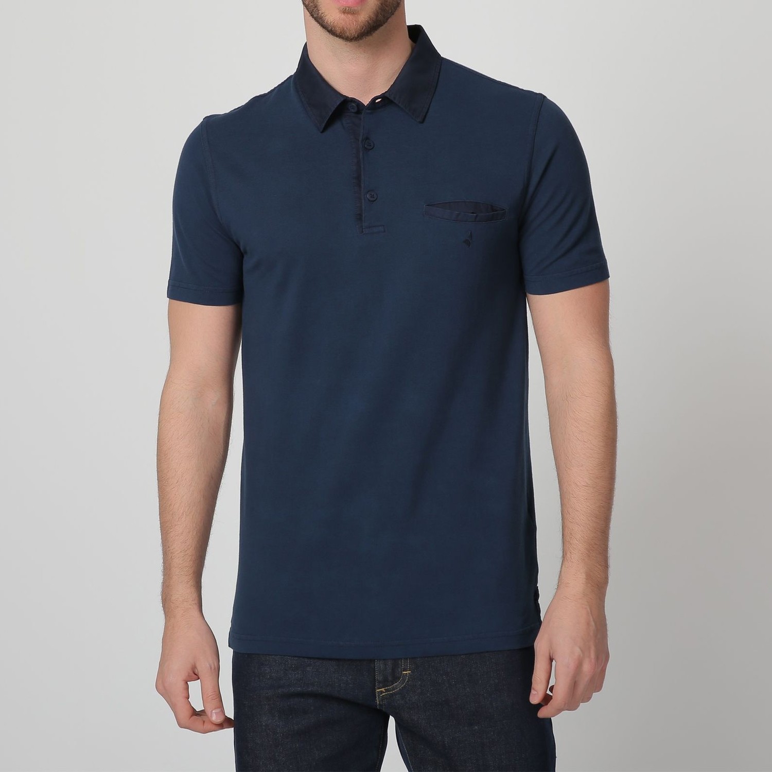 Button-Up Polo // Dark Blue (L) - Fashion Clearance: Dress Shirts ...