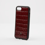 Croc Embossed Leather iPhone Case // Burgundy (iPhone 7/8)