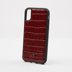 Croc Embossed Leather iPhone Case // Burgundy (iPhone 7/8)