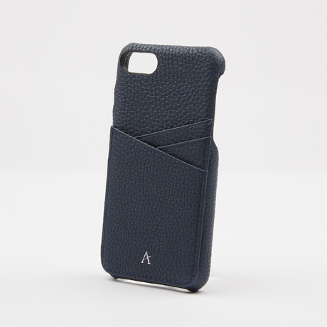 Full Grained Leather Card Slot // Navy (iPhone 7/8)