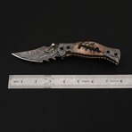 Damascus Steel Under Lock Folding Knife