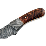 Damascus Steel Full Tang Skinner Knife // Resin Micarta Handle