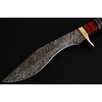 Damascus Steel Kukri Knife // Bull Horn Handle // 13.5"