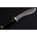 Damascus Steel Kukri Knife // Bull Horn Handle // 14.5"