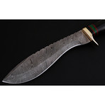 Damascus Steel Kukri Knife // Bull Horn Handle // 14.5"