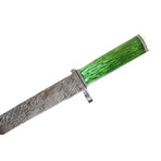 Damascus Steel Bush Crafter Knife // Green