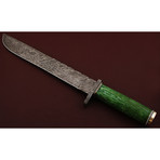 Damascus Steel Bush Crafter Knife // Green