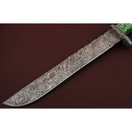 Damascus Steel Bush Crafter Knife // Green