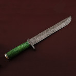 Damascus Steel Bush Crafter Knife // Green