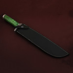 Damascus Steel Bush Crafter Knife // Green