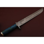 Damascus Steel Bush Crafter Knife // Blue